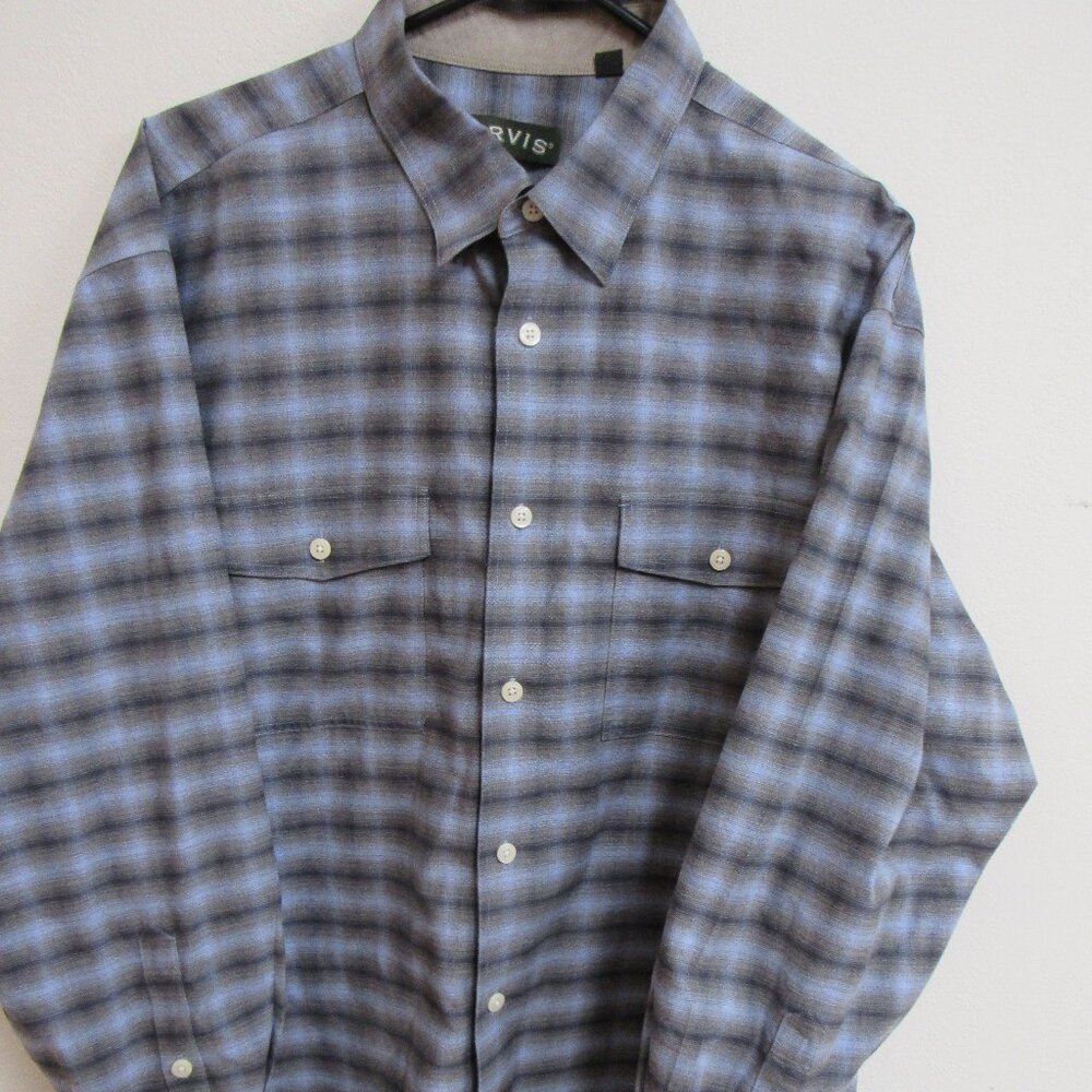 Orvis Wrinkle Free Heavyweight Multicolor Striped‎ Long Sleeve Cotton Shirt XL
